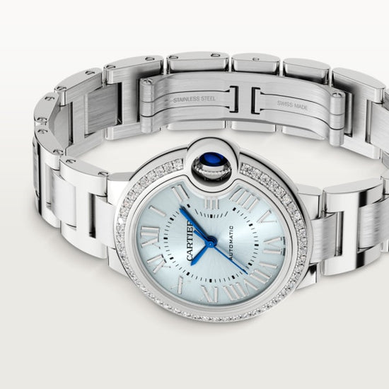 Cartier Replica Watch Ballon Bleu de Cartier Replica Watch, Stainless Steel and Diamonds, 33mm, W4BB0028