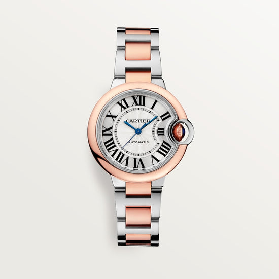 Cartier Replica Watch Ballon Bleu, Stainless Steel and 18k Rose Gold, 33mm, Ladies, W2BB0032