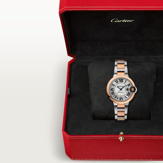 Cartier Replica Watch Ballon Bleu, Stainless Steel and 18k Rose Gold, 33mm, Ladies, W2BB0032