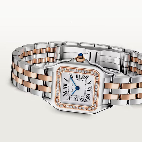 Cartier Replica Watch Panthère de Cartier Replica Watch Small, Stainless Steel, 18k Rose Gold and Diamonds, 22mm x 30mm, W3PN0014