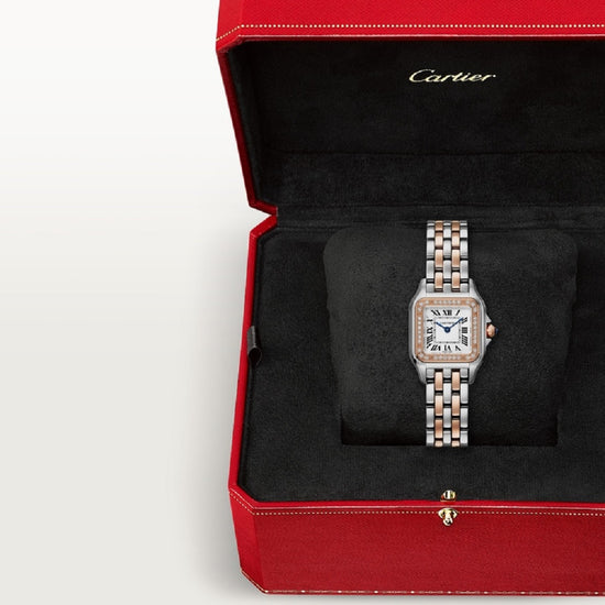 Cartier Replica Watch Panthère de Cartier Replica Watch Small, Stainless Steel, 18k Rose Gold and Diamonds, 22mm x 30mm, W3PN0014