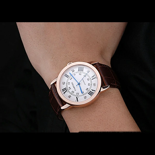 Cartier Ronde Louis Gold Case White Dial Roman and Diamond Numerals new60097