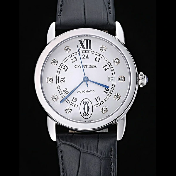 Cartier Ronde Louis Stainless Steel Case White Dial Diamond Numerals new60086