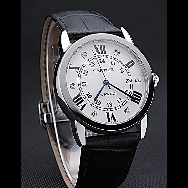 Cartier Ronde Louis Stainless Steel Case White Dial Roman and Diamond Numerals new60087