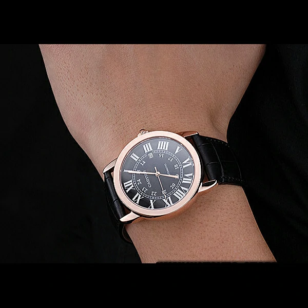 Cartier Ronde Solo Gold Case Black Dial Roman Numerals new60099