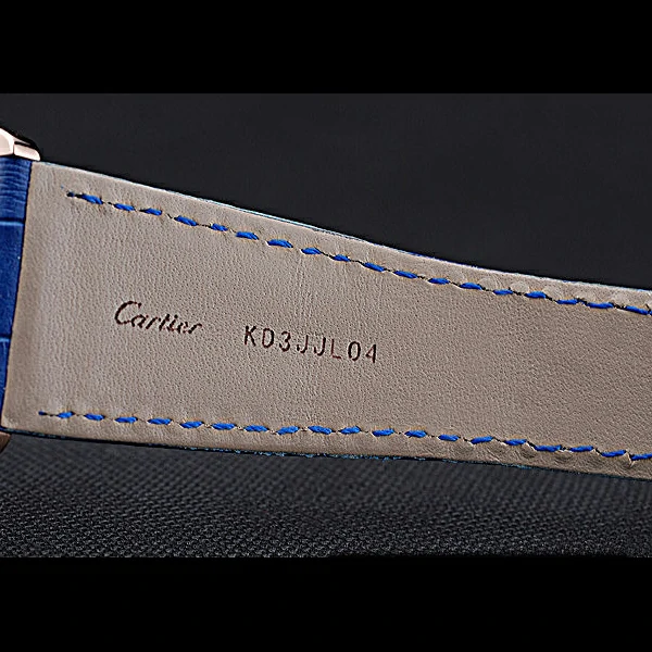 Cartier Ronde Solo Gold Case Blue Dial Roman Numerals new60100