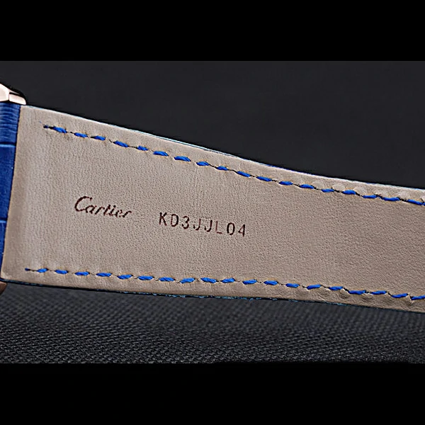 Cartier Ronde Solo Gold Diamond Case Blue Dial Roman Numerals new60105