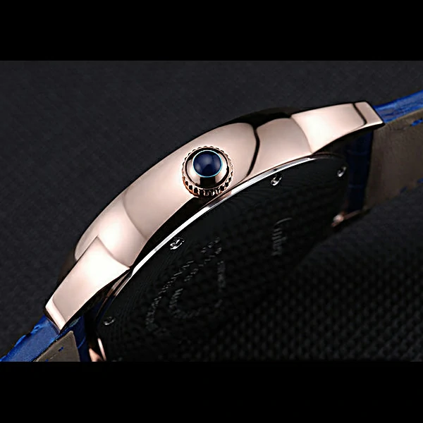Cartier Ronde Solo Gold Diamond Case Blue Dial Roman Numerals new60105