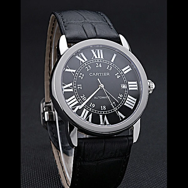 Cartier Ronde Solo Stainless Steel Case Black Dial Roman Numerals new60089