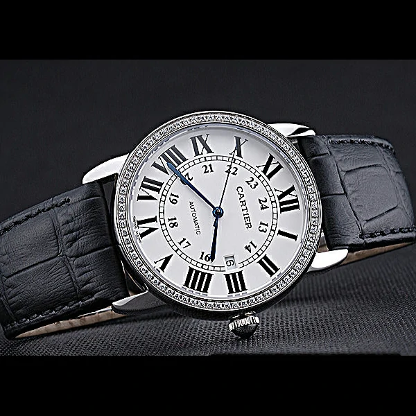 Cartier Ronde Solo Stainless Steel Diamond Case White Dial Roman Numerals new60092
