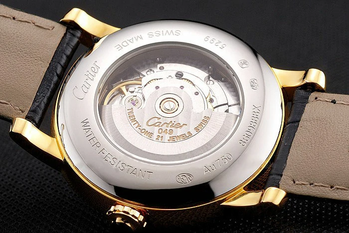 Cartier Rotonde Annual Calendar Black Dial Diamond Bezel Gold Case Black Leather Strap new122739