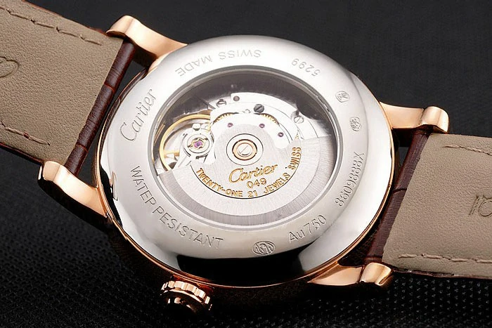 Cartier Rotonde Annual Calendar Black Dial Rose Gold Case Brown Leather Strap new122742