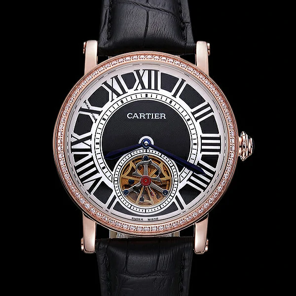 Cartier Rotonde Flying Tourbillon Diamonds Black Dial new59865