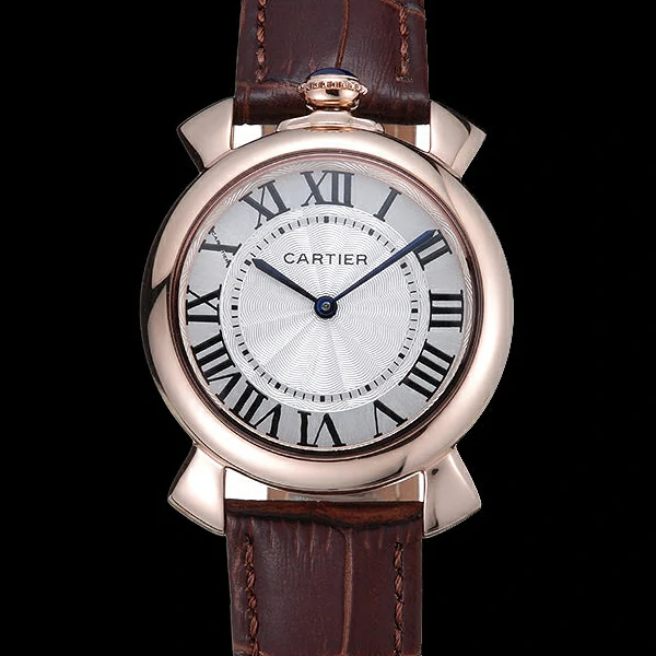 Cartier Rotonde Top Blue Crown Brown Leather Bracelet new59888