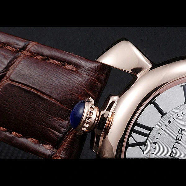 Cartier Rotonde Top Blue Crown Brown Leather Bracelet new59888