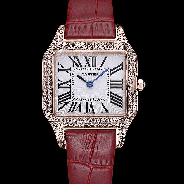 Cartier Santos 100 Diamond Rose Gold Bezel new59832