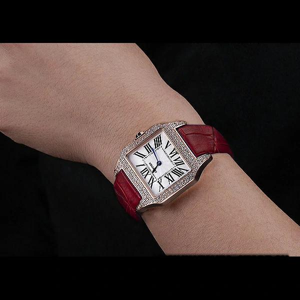 Cartier Santos 100 Diamond Rose Gold Bezel new59832