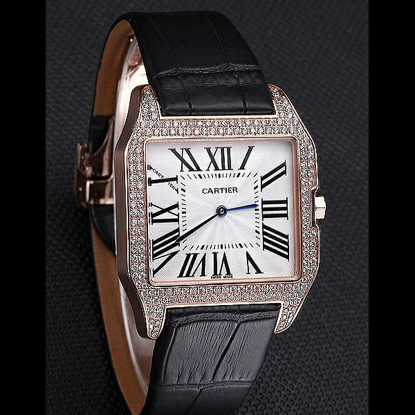 Cartier Santos 100 Diamond Rose Gold Bezel new59840