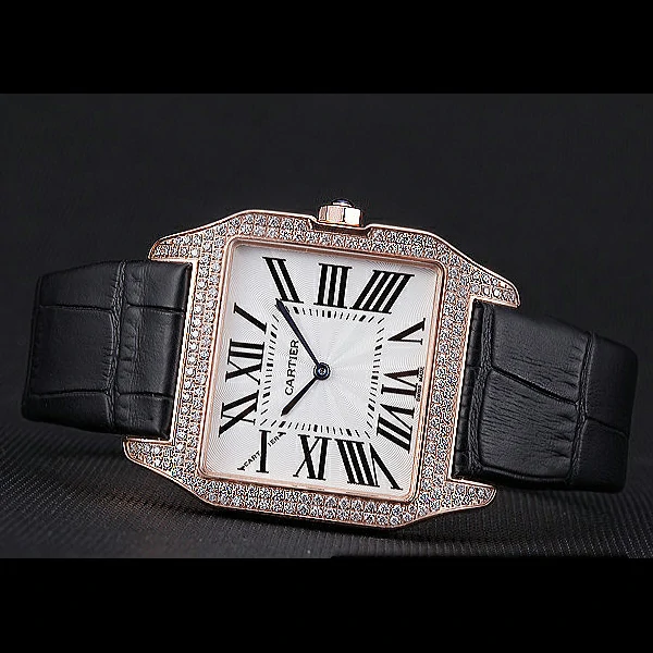 Cartier Santos 100 Diamond Rose Gold Bezel new59840