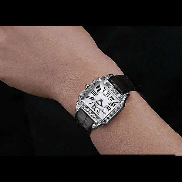 Cartier Santos 100 Diamond Silver Bezel new59824
