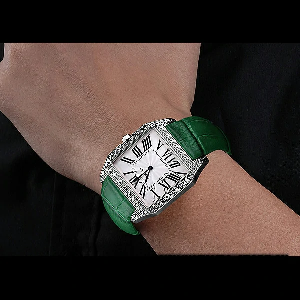 Cartier Santos 100 Diamond Silver Bezel new59844
