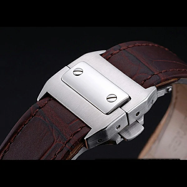 Cartier Santos Automatic Stainless Steel & Gold Case Brown Leather Strap new60141