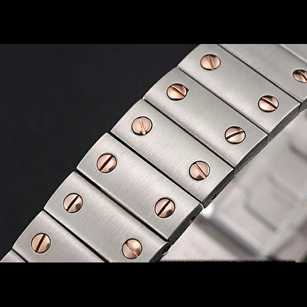 Cartier Santos De Cartier Galbee Rose Gold and Steel Case Steel Bracelet Small new60529