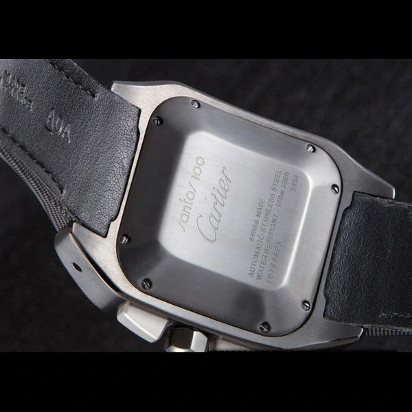 Cartier Santos Two Tone Bezel with Black Dial and Black Fabric Strap new59618
