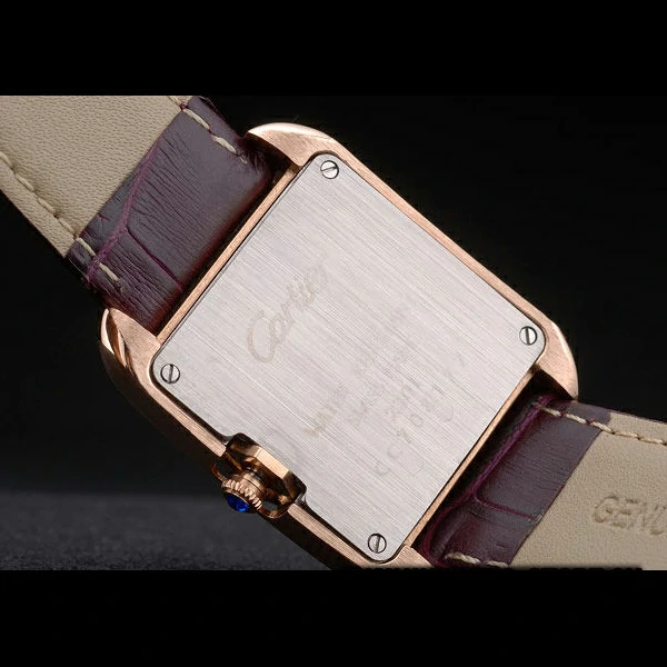 Cartier Tank Anglaise 30mm White Dial Gold Case Purple Leather Bracelet new59180