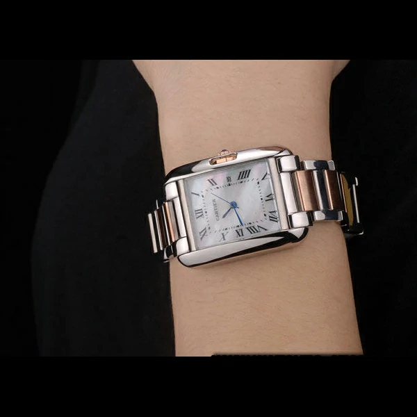 Cartier Tank Anglaise 30mm White Dial Stainless Steel Case Two Tone Bracelet new59151