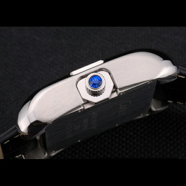 Cartier Tank Anglaise 36mm White Dial Stainless Steel Case Black Leather Bracelet new59186