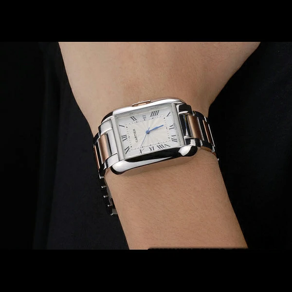 Cartier Tank Anglaise 36mm White Dial Stainless Steel Case Two Tone Bracelet new59150
