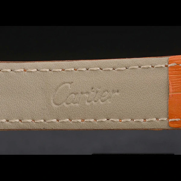 Cartier Tank Anglaise White Dragon Dial Diamonds Gold Case Orange Leather Bracelet new59169