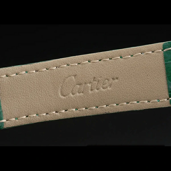 Cartier Tank Anglaise White Tiger Dial Diamonds Steel Case Green Leather Bracelet new59174