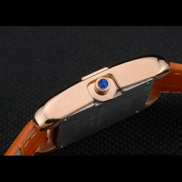 Cartier Tank Anglaise White Tiger Dial Gold Case Orange Leather Bracelet new59170