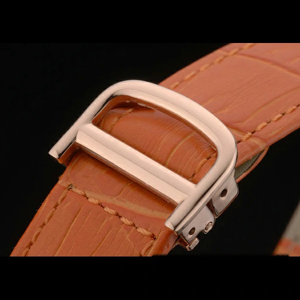 Cartier Tank Anglaise White Tiger Dial Gold Case Orange Leather Bracelet new59170
