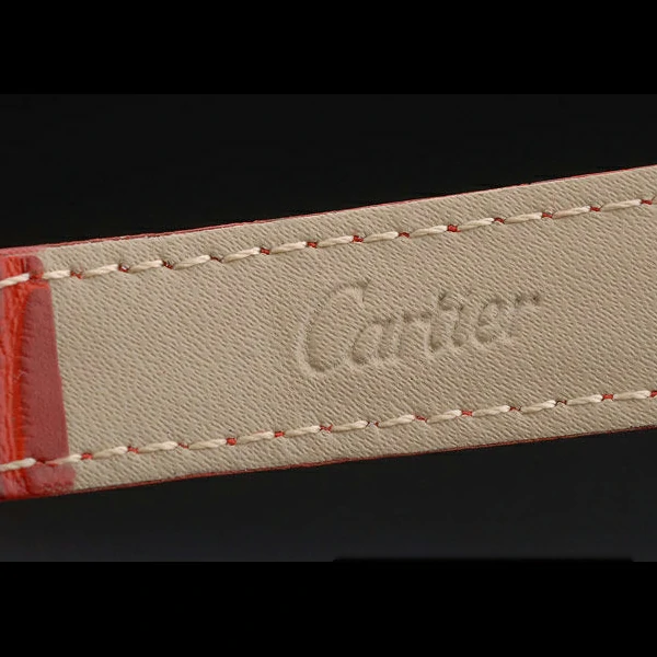 Cartier Tank Anglaise White Tiger Dial Gold Case Red Leather Bracelet new59171