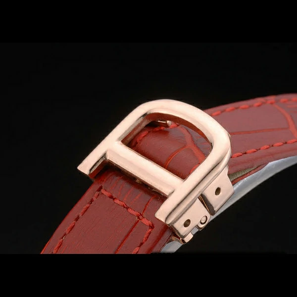 Cartier Tank Anglaise White Tiger Dial Gold Case Red Leather Bracelet new59171