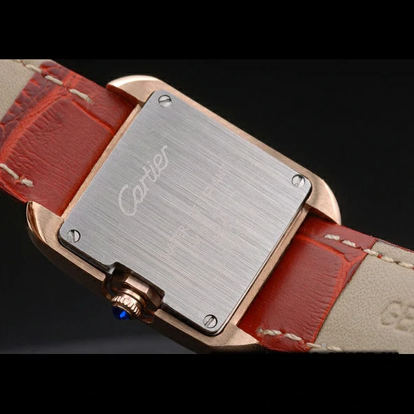 Cartier Tank Anglaise White Tiger Dial Gold Case Red Leather Bracelet new59171