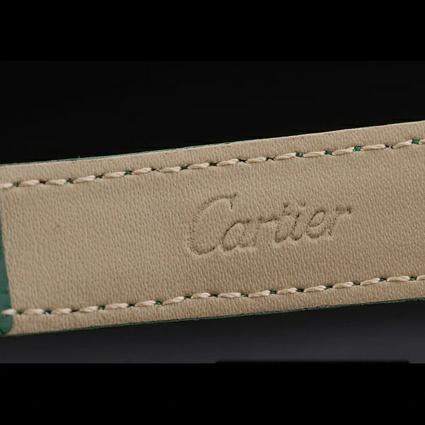 Cartier Tank Anglaise White Tortoise Dial Diamonds Gold Case Green Leather Bracelet new59166
