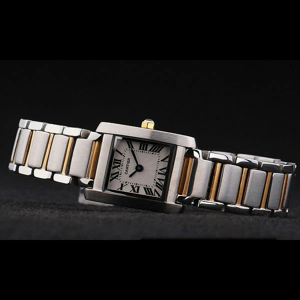 Cartier Tank Francaise 22mm White Dial Stainless Steel Case Two Tone Bracelet new57544