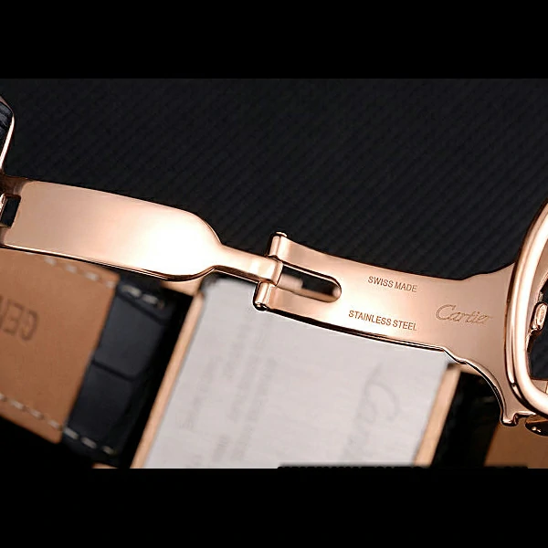 Cartier Tank MC Black Dial Gold Case Black Leather Bracelet new60620