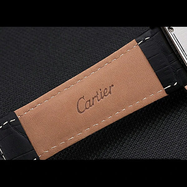 Cartier Tank MC Black Dial Gold Case Black Leather Strap new60469