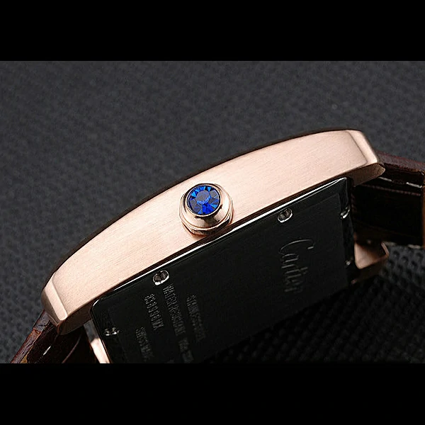 Cartier Tank MC Black Dial Gold Case Brown Leather Strap new60471