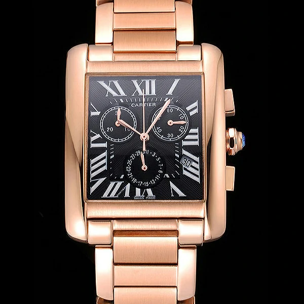 Cartier Tank MC Black Dial Rose Gold Case And Bracelet new60629