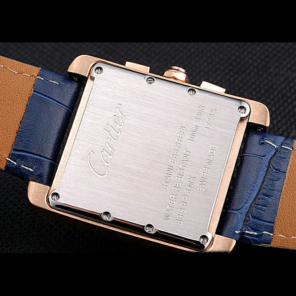 Cartier Tank MC Blue Dial Gold Case Blue Leather Bracelet new60621