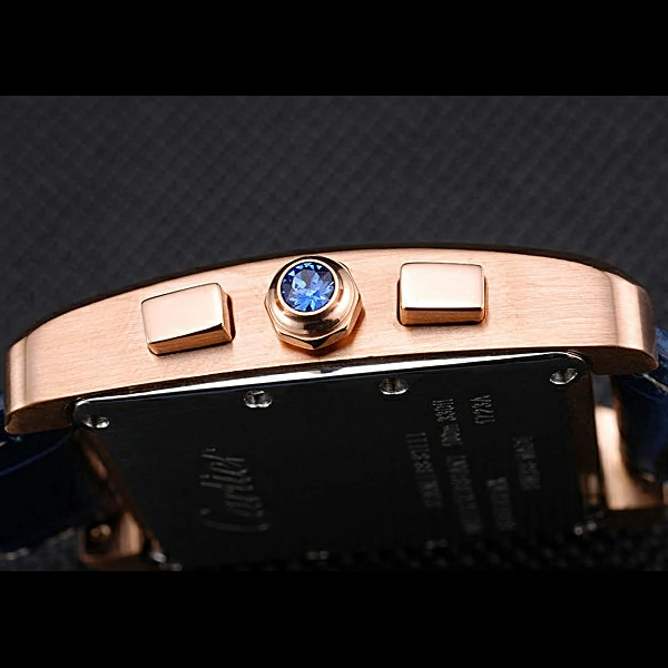 Cartier Tank MC Blue Dial Gold Case Blue Leather Bracelet new60621