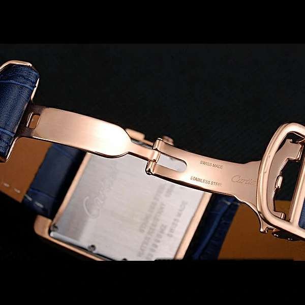 Cartier Tank MC Blue Dial Gold Case Blue Leather Bracelet new60621