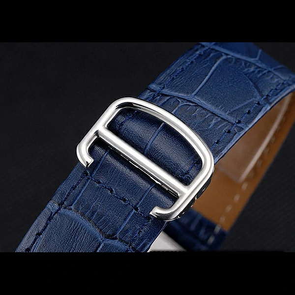 Cartier Tank MC Blue Dial Stainless Steel Case Blue Leather Bracelet new60617