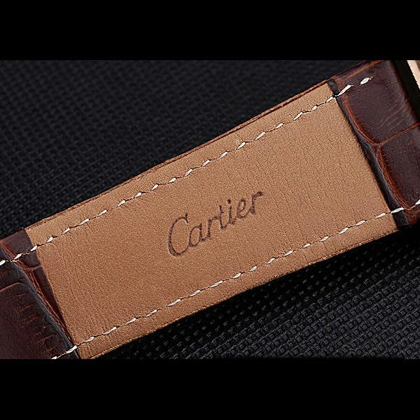Cartier Tank MC Brown Dial Gold Case Brown Leather Bracelet new60622